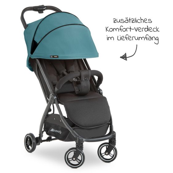 Hauck Reisebuggy Swift X mit Einhand-Autofold und Tragegurt (nur 6,3 kg) - inkl. Komfort-Verdeck - Petrol