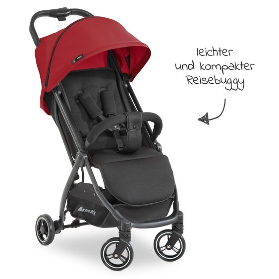Hauck Passeggino da viaggio Swift X con ripiegamento automatico a una mano e cinghia di trasporto (solo 6,3 kg) - inclusa capottina comfort - Rosso