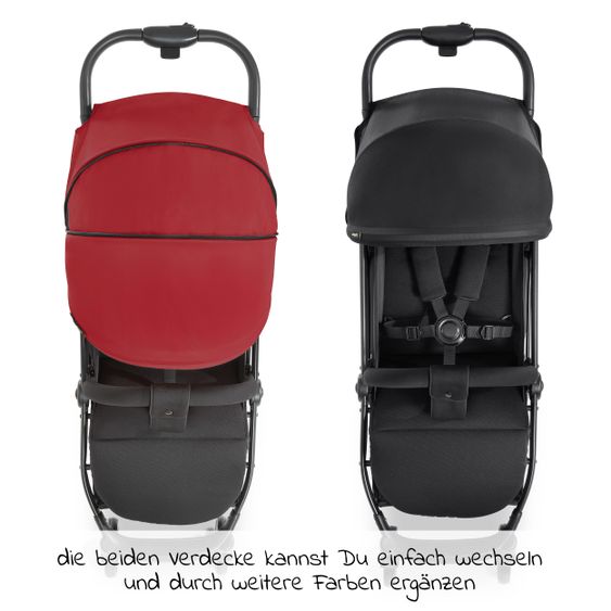 Hauck Passeggino da viaggio Swift X con ripiegamento automatico a una mano e cinghia di trasporto (solo 6,3 kg) - inclusa capottina comfort - Rosso