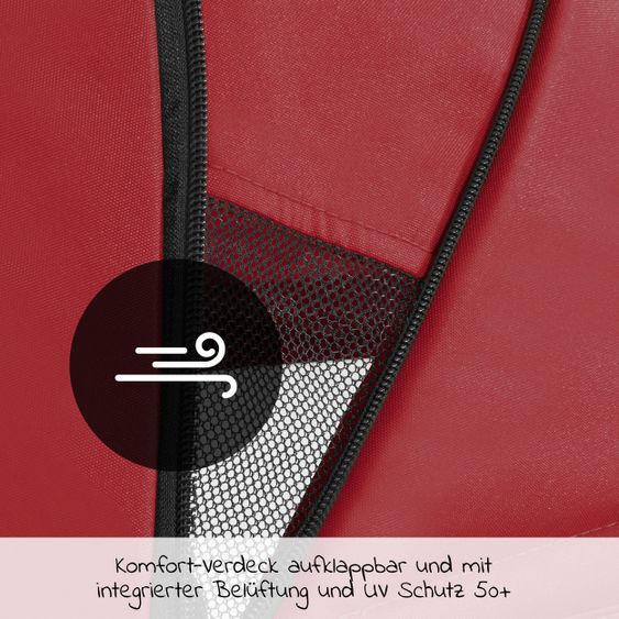 Hauck Passeggino da viaggio Swift X con ripiegamento automatico a una mano e cinghia di trasporto (solo 6,3 kg) - inclusa capottina comfort - Rosso