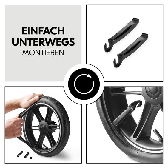 Hauck Reparatur Set Lufträder Kinderwagen (2x Schlauch 12 Zoll + 1x Schlauch 10 Zoll) - Pushchair Repair Kid 3WS