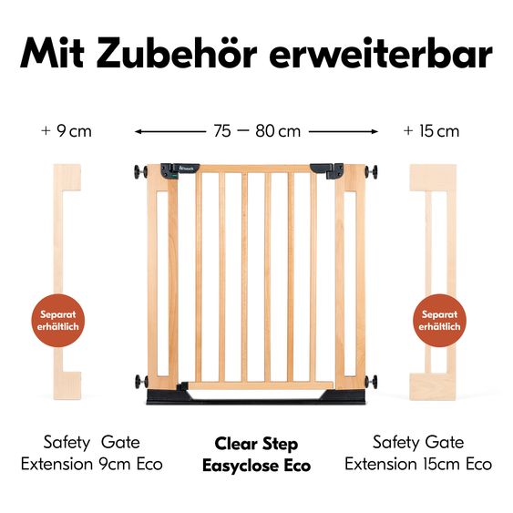 Hauck Schutzgitter Clear Step Easyclose Eco - Beech