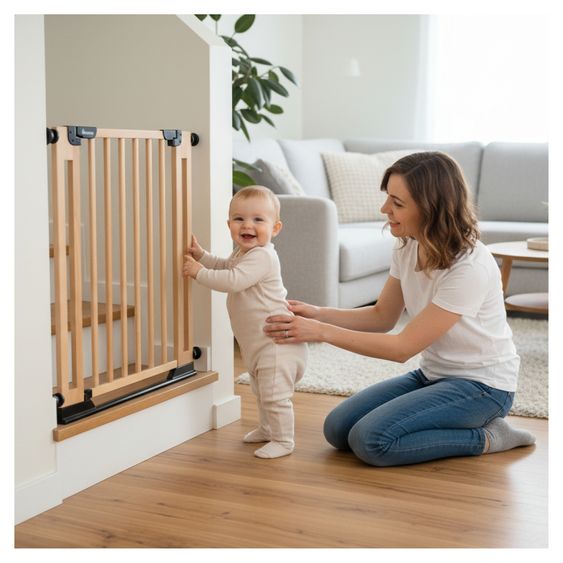 Hauck Schutzgitter Clear Step Easyclose Eco - Beech