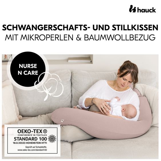 Hauck Pregnancy and nursing pillow - Nurse N Care (190 cm length) - Smoky Pink