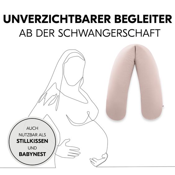 Hauck Schwangerschafts- und Stillkissen - Nurse N Care (190 cm Länge) - Smoky Pink