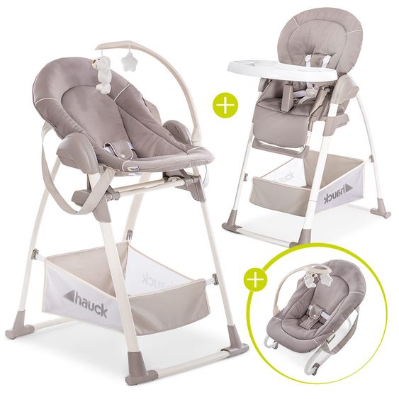 Hauck Sitn Relax 3in1 - Hochstuhl ab der Geburt, Babyliege und Wippe - Stretch Beige