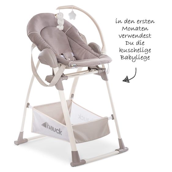 Hauck Sitn Relax 3in1 - Hochstuhl ab der Geburt, Babyliege und Wippe - Stretch Beige