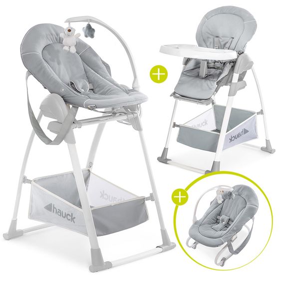 Hauck Sitn Relax 3in1 - Hochstuhl ab der Geburt, Babyliege und Wippe - Stretch Grey