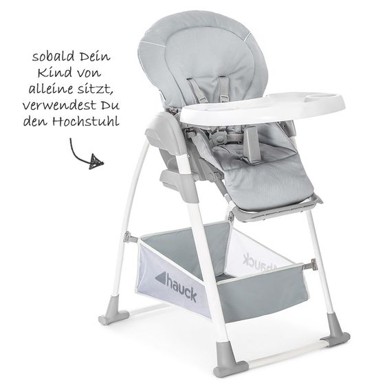 Hauck Sitn Relax 3in1 - High chair from birth, baby couch and rocker - Stretch Grey