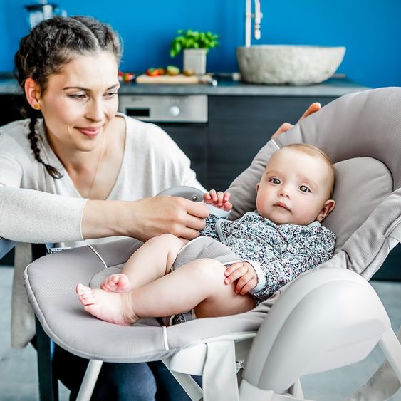 Hauck Sitn Relax 3in1 - High chair from birth, baby couch and rocker - Stretch Grey