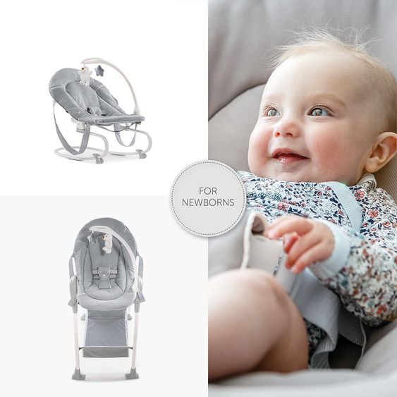 Hauck Sitn Relax 3in1 - seggiolone dalla nascita, lettino e dondolo - Grigio Stretch