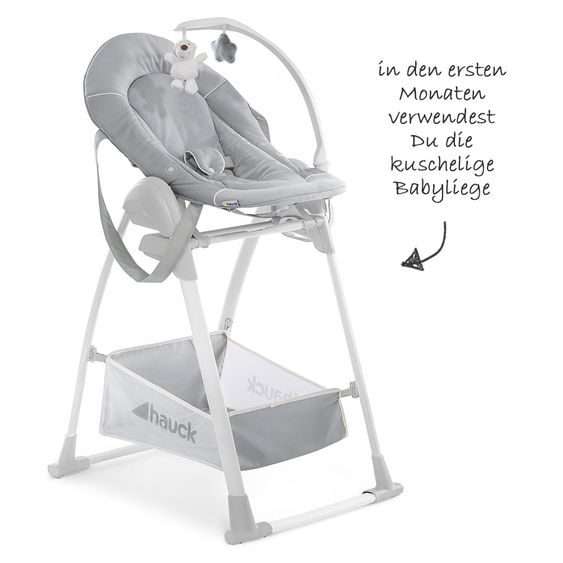 Hauck Sitn Relax 3in1 - High chair from birth, baby couch and rocker - Stretch Grey