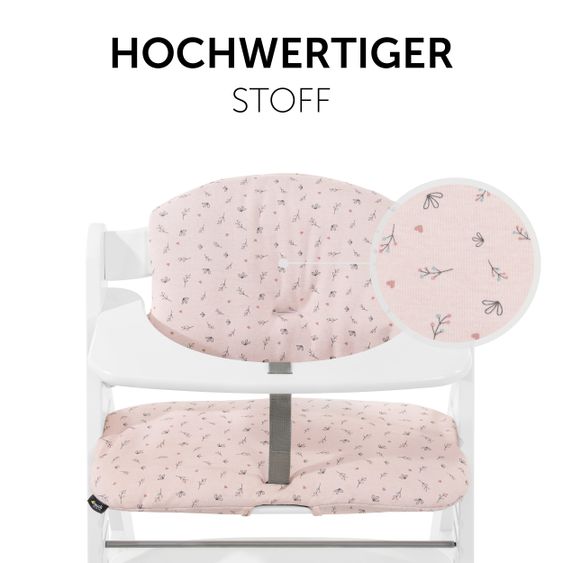 Hauck Sitzkissen / Hochstuhlauflage für Alpha Hochstuhl - Highchair Pad Select - Jersey Flowers Rose