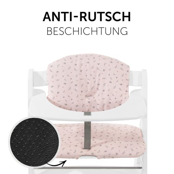 Hauck Sitzkissen / Hochstuhlauflage für Alpha Hochstuhl - Highchair Pad Select - Jersey Flowers Rose