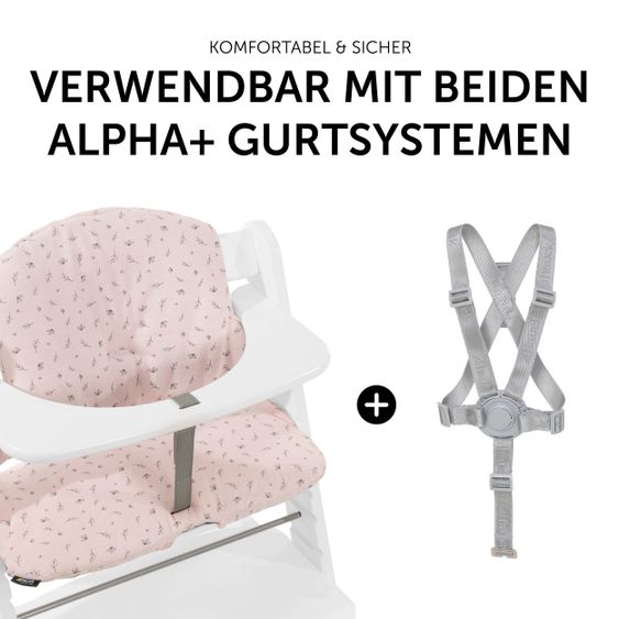 Hauck Sitzkissen / Hochstuhlauflage für Alpha Hochstuhl - Highchair Pad Select - Jersey Flowers Rose