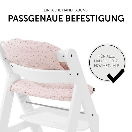 Hauck Sitzkissen / Hochstuhlauflage für Alpha Hochstuhl - Highchair Pad Select - Jersey Flowers Rose