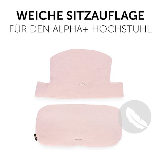 Hauck Sitzkissen / Hochstuhlauflage für Alpha Hochstuhl - Highchair Pad Select - Muslin Mineral Rose