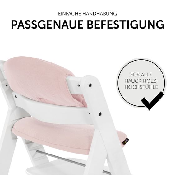 Hauck Sitzkissen / Hochstuhlauflage für Alpha Hochstuhl - Highchair Pad Select - Muslin Mineral Rose