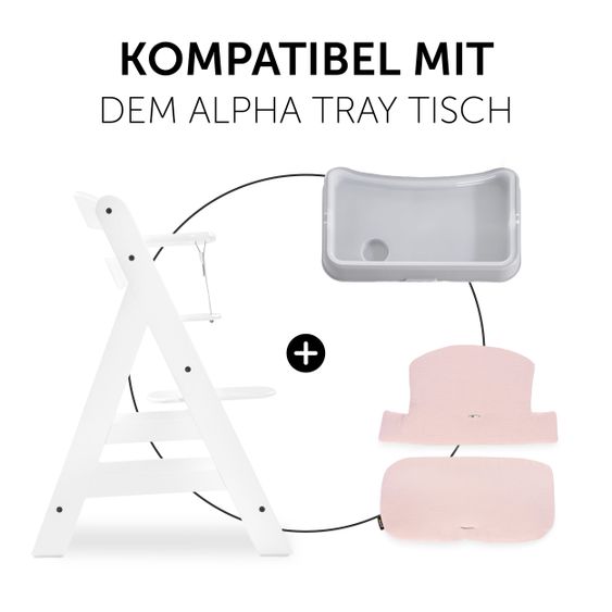 Hauck Sitzkissen / Hochstuhlauflage für Alpha Hochstuhl - Highchair Pad Select - Muslin Mineral Rose