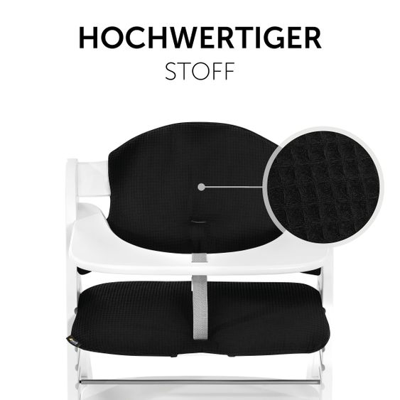 Hauck Cuscino per sedile / cuscinetto per seggiolone Alpha - Highchair Pad Select - Waffle Piqué nero