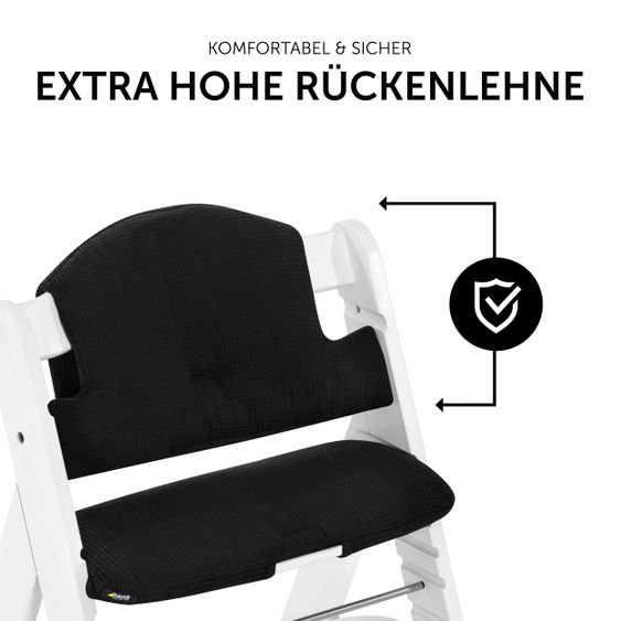 Hauck Cuscino per sedile / cuscinetto per seggiolone Alpha - Highchair Pad Select - Waffle Piqué nero