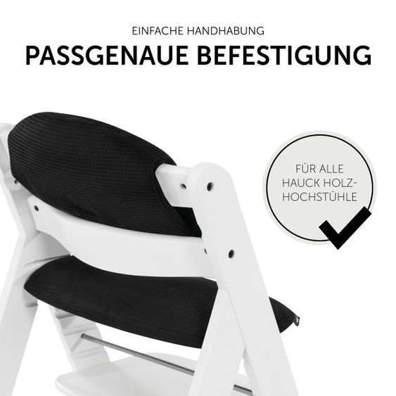 Hauck Cuscino per sedile / cuscinetto per seggiolone Alpha - Highchair Pad Select - Waffle Piqué nero