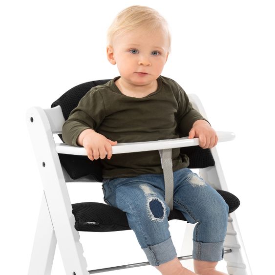 Hauck Cuscino per sedile / cuscinetto per seggiolone Alpha - Highchair Pad Select - Waffle Piqué nero