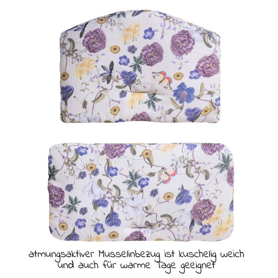 Hauck Sitzkissen / Hochstuhlauflage Highchair Pad für Alpha Plus Hochstuhl - Floral Beige