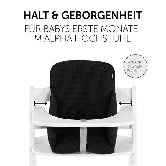 Hauck Sitzverkleinerer / Sitzkissen für Alpha Hochstuhl - Cosy Select - Waffle Pique Black