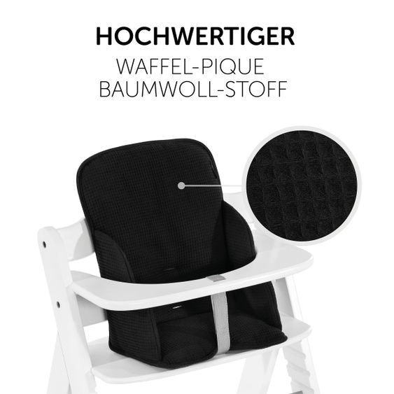 Hauck Sitzverkleinerer / Sitzkissen für Alpha Hochstuhl - Cosy Select - Waffle Pique Black