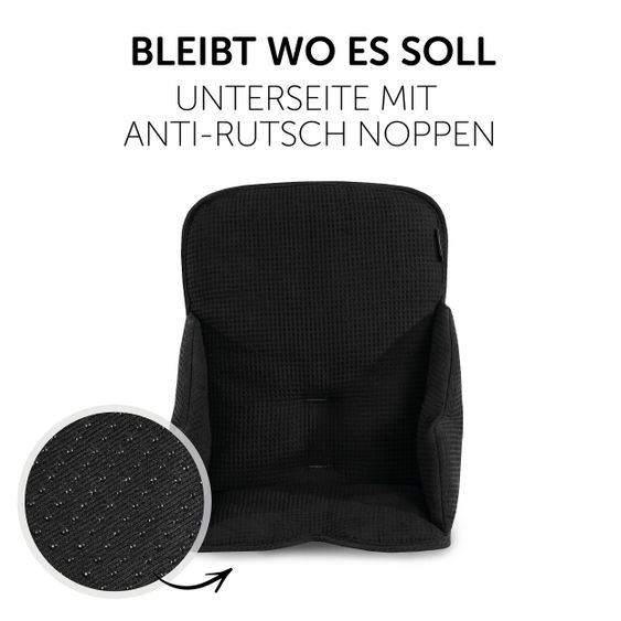 Hauck Sitzverkleinerer / Sitzkissen für Alpha Hochstuhl - Cosy Select - Waffle Pique Black