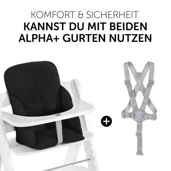 Hauck Sitzverkleinerer / Sitzkissen für Alpha Hochstuhl - Cosy Select - Waffle Pique Black