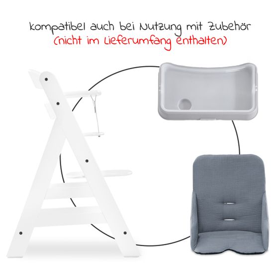 Hauck Sitzverkleinerer / Sitzkissen Highchair Baby Pad für Alpha Plus Hochstuhl - Stone