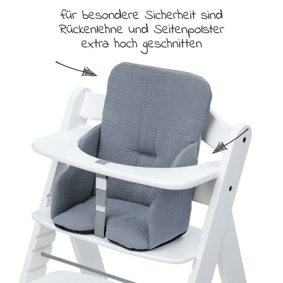 Hauck Sitzverkleinerer / Sitzkissen Highchair Baby Pad für Alpha Plus Hochstuhl - Stone