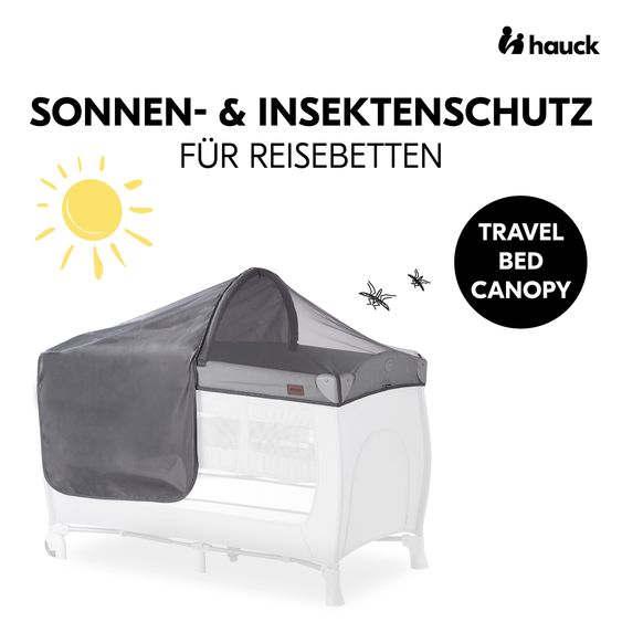 Hauck Sonnenschutz, Abdunklung & Moskitonetz für Reisebetten - 3in1 Travel Bed Canopy - Grey