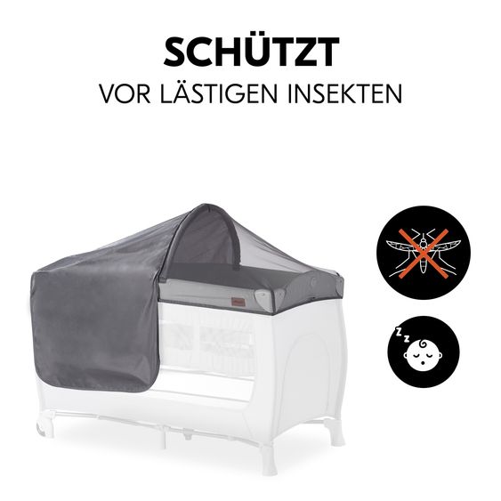 Hauck Sonnenschutz, Abdunklung & Moskitonetz für Reisebetten - 3in1 Travel Bed Canopy - Grey