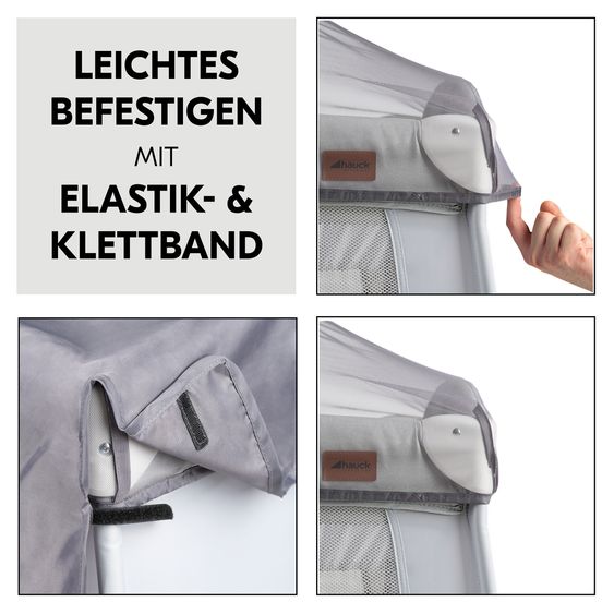 Hauck Sonnenschutz, Abdunklung & Moskitonetz für Reisebetten - 3in1 Travel Bed Canopy - Grey