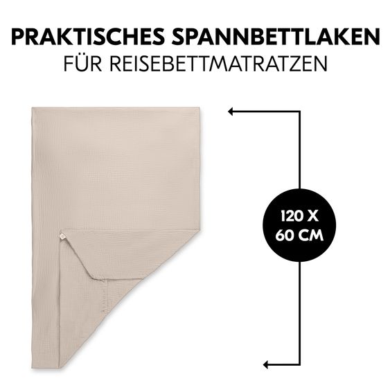 Hauck Spannbettlaken für Reisebetten & Matratzen mit 60 x 120 cm - Beige