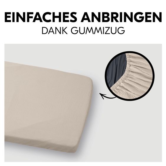 Hauck Spannbettlaken für Reisebetten & Matratzen mit 60 x 120 cm - Beige