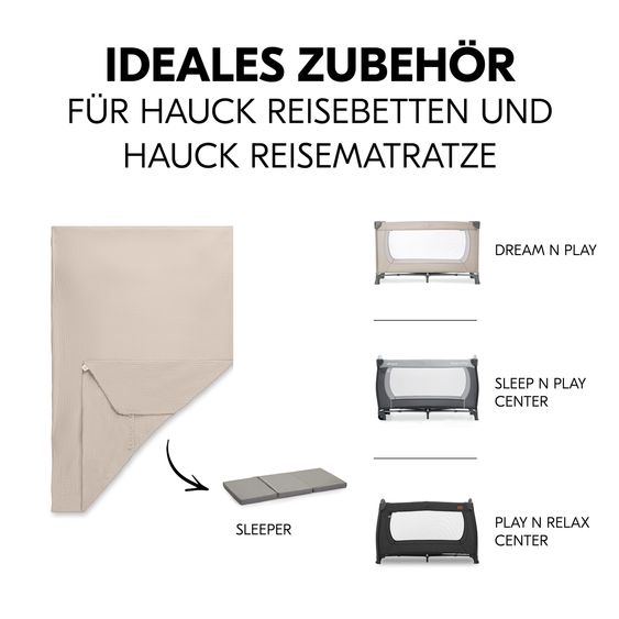 Hauck Spannbettlaken für Reisebetten & Matratzen mit 60 x 120 cm - Beige