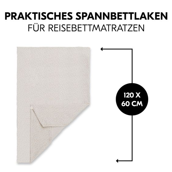 Hauck Spannbettlaken für Reisebetten & Matratzen mit 60 x 120 cm - Beige Dots