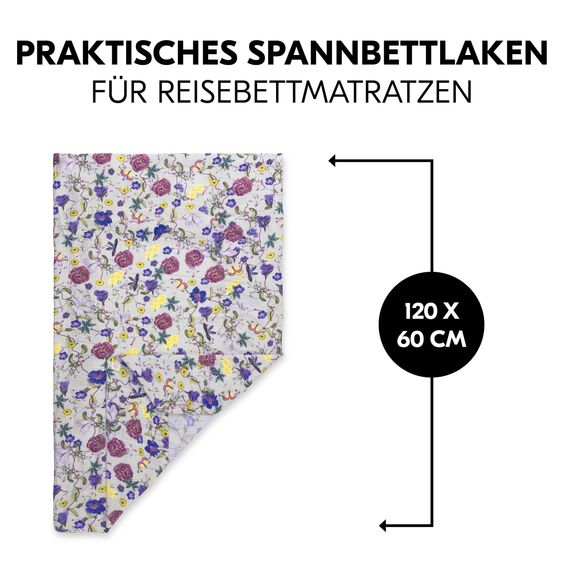 Hauck Spannbettlaken für Reisebetten & Matratzen mit 60 x 120 cm - Floral Beige