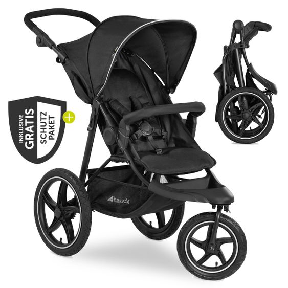 Hauck Stroller & Jogger Runner 2 (with large pneumatic tires) incl. XXL accessories package - Black