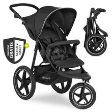 Passeggino e jogger Runner 2 (con pneumatici grandi) incluso pacchetto accessori XXL - Nero