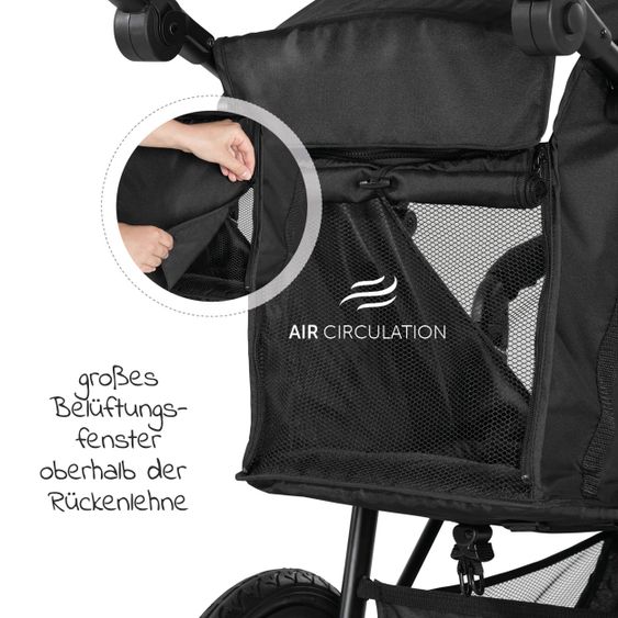 Hauck Passeggino e jogger Runner 2 (con pneumatici grandi) incluso pacchetto accessori XXL - Nero