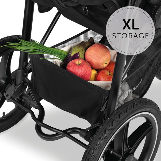 Hauck Stroller & Jogger Runner 2 (with large pneumatic tires) incl. XXL accessories package - Black