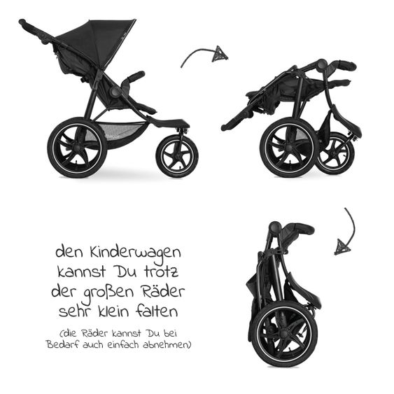 Hauck Stroller & Jogger Runner 2 (with large pneumatic tires) incl. XXL accessories package - Black