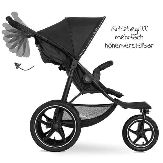 Hauck Passeggino e jogger Runner 2 (con pneumatici grandi) incluso pacchetto accessori XXL - Nero