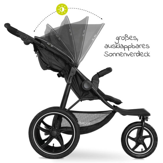 Hauck Passeggino e jogger Runner 2 (con pneumatici grandi) incluso pacchetto accessori XXL - Nero