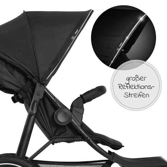 Hauck Passeggino e jogger Runner 2 (con pneumatici grandi) incluso pacchetto accessori XXL - Nero